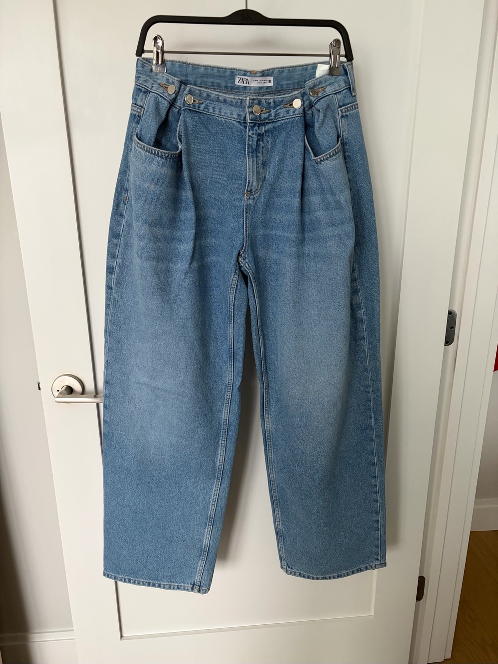 ZARA gathered buttoned-waist jeans